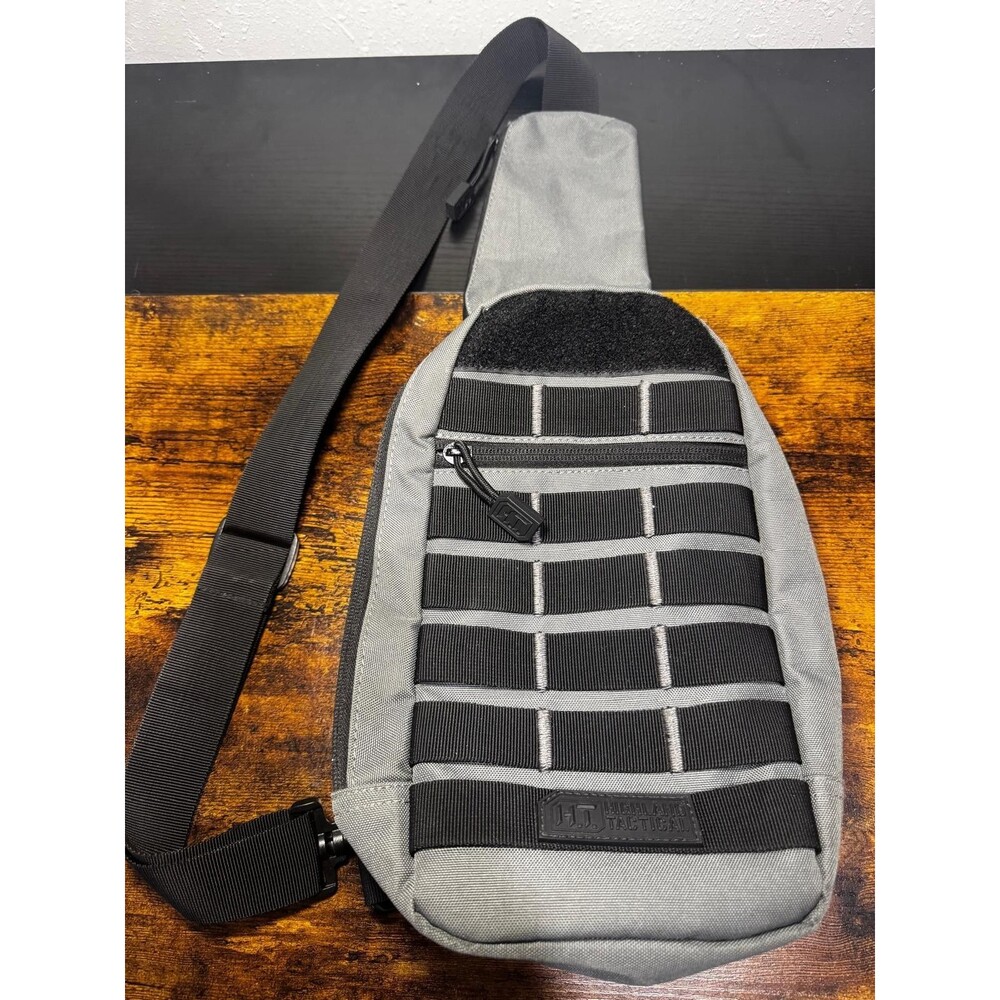 Highland Tactical Expo Molle Webbing Crossbody Bag  Sling Bag charcoal and black